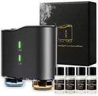 Waterless Car Diffuser Kit with 4 Fragrance Oils – Luxury Hotel Inspired Aromatherapy Air Freshener for Car, Vehicle, Office & Small Spaces (Black, Hotel Fragrance)