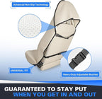 ZIMABLUE 2PC Waterproof Towel Car Seat Covers - 1kg Heavy Duty 3-Layer Microfiber Sweat Protector for Bucket Seats - Non-Slip Machine Washable Universal Fit for Gym, Yoga, Beach, Pets & Outdoors-Beige