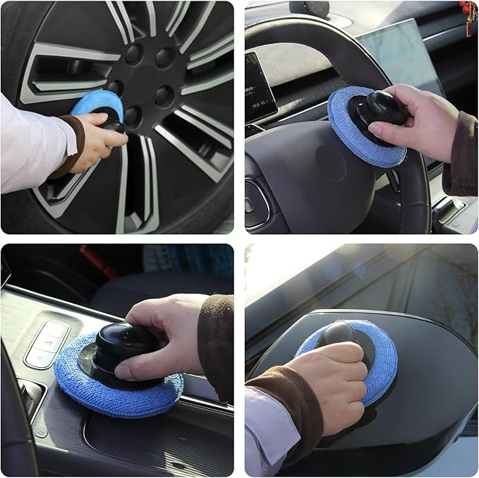 Microfiber Wax applicator pad,car Wax applicator pad with Waxing Handle, Foam applicator Pads for car Detail,Buffing Polishing Foam Pads for Car Cleaning and Fine Polishing (5 inch, 12 Pack)