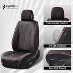 FLORICH Leather Seat Covers Car Seat Cover Front and Rear Seat Cover 5 Seats Automotive Seat Covers Waterproof Seat Covers for Cars Universal Fit for Most Cars SUV Trucks, Black&Red Line