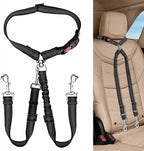 Dog Seat Belt for Car, Dual Pet Vehicle Headrest Restraint Safety Seatbelt,Two Dog Leash No Tangle Dog Car Leash Seat Belt,Duty Adjust Elastic Connect Harness in Vehicle Travel(Black)