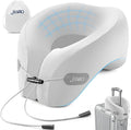 jiaao Travel Pillow Memory Foam Neck Support, Comfortable Airplane Neck Pillow with Adjustable Drawstring for Planes, Cars, Trains, and Long Journeys