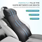 Coverado Lumbar Support and Headrest Pillow for Car, Integrated Design Ergonomic Memory Foam Head Neck Support Pillow for Driving Seat, Soft Leather Breathable Back Support, Back Pain Relief, Black
