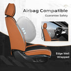 Coverado Seat Covers, Car Seat Covers Full Set, Leather Seat Covers for Cars, Car Seat Protector, Black Car Seat Covers Front Seats and Back Seats Universal Fit for Most Cars Brown-Black