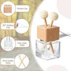 Zubebe 30 Pack Car Air Freshener Diffuser with Vent Clip Empty Car Diffuser Bottles for Essential Oil Perfume Glass Bottle with Wooden Caps Stick(Square)