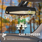 Handmade Crochet Hanging Car Air Freshener - Glow-in-the-Dark Lily of the Valley Plant with 12ml Refillable Essential Oil Diffuser Bottle, Halloween Car Accessories & Bedroom Nightlight Decor