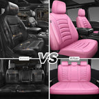 CAR PASS 3D Foam PU Leather Car Seat Covers, Universal Seat Covers Full Sets for Trucks SUV Sedan Automotive Seat Covers Armrest Airbag Compatible Waterproof Comfortable Faux Nappa Leather All Pink