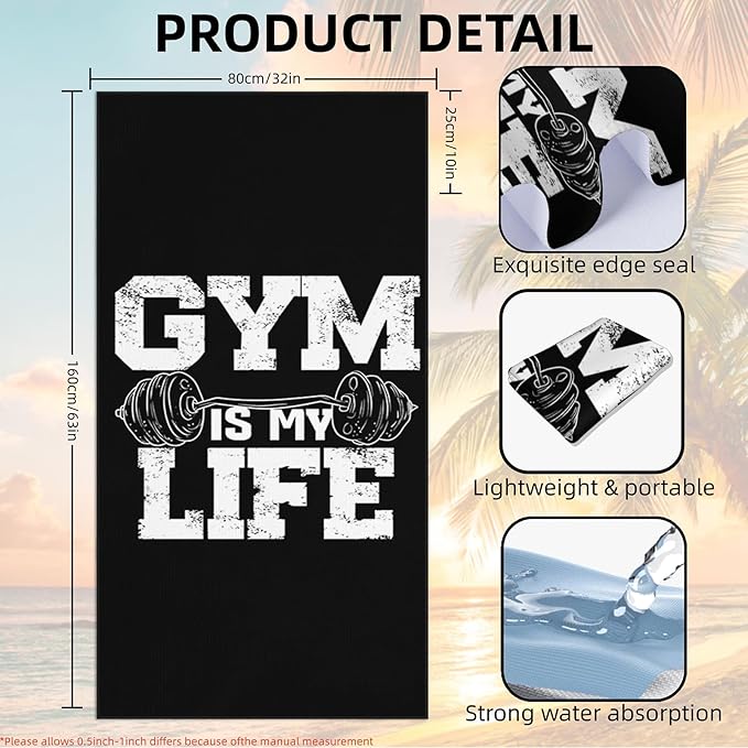2 Pack Car Towel Seat Covers with Storage Bag, Multifunctional Towel for Gym Outdoor Sport, Picnic, Beach, Pet Dog Travel,Non-Slip Washable Car Seat Protector (Gym is Life)