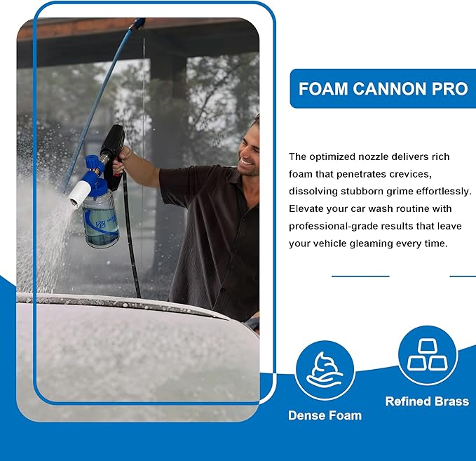 Foam Cannon Pro, Wide Mouth Soap Cannon for Power Washer, Car Wash High Pressure Snow Foam Cannon Lance for Detailing, 1/4" Quick Connector