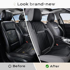 Coverado Car Seat Covers Front Seats, Seat Covers for Cars, Car Seat Protector, 2-Pack Car Seat Cushion Nappa Leather, Waterproof Seat Covers Carseat Cover Universal Fit for Most Cars(Gray&Black)