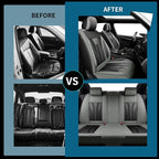 Fit Rogue Car Seat Covers Compatible with Nissan Rogue 2011-2025 2026 - Full Set Premium Leather， Waterproof Breathable， All-Weather Seat Cushion Protecto&Airbag Compatible （Gray & Black
