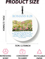 Blue Christian Round Car Air Freshener 4 Pcs, Coquette Blue Bow Bible Verse Religious Hanging Air Freshener for Cars Closet Drawer Books, Christian Girly Car Accessories Mirror Decor for Women