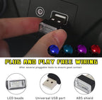 Augeny 4 PCS USB LED Car Interior Atmosphere Lamp, Plug-in USB Decor Night Light, Portable Auto Ambient Lighting Kit, Universal Vehicle Interior Accessories for Most Cars (Blue+Ice Blue+Red+Purple)