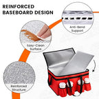 CIVJET Insulated Food Delivery Bag with 4 Cup Holder and Bottom Support, XX-Large Insulated Grocery Bags Keep Food Hot/Cold, Cooler Bags with Drink Carrier, Food Carrier Catering Bag for Events, Red