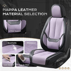Coverado Seat Covers, Car Seat Covers Full Set, Leather Seat Covers for Cars, Car Seat Protector, Black Car Seat Covers Front Seats and Back Seats Universal Fit for Most Cars Purple