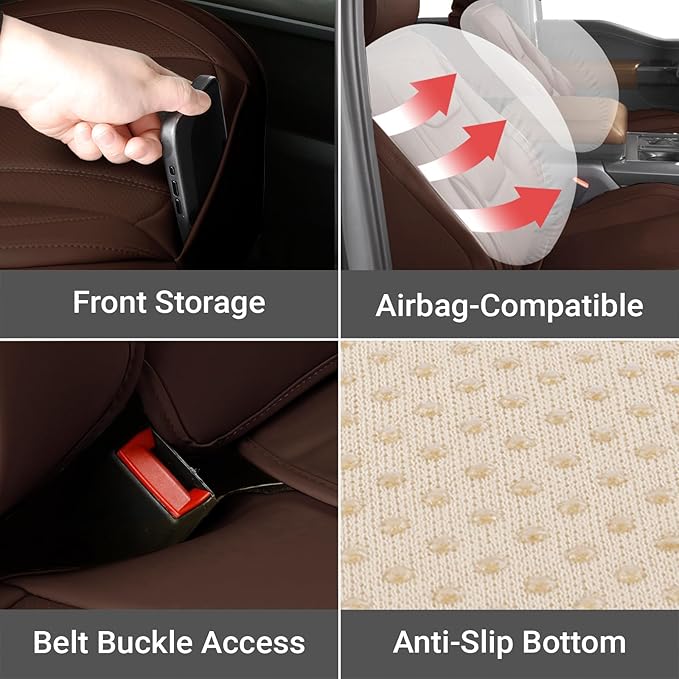 Coverland Custom Fit Car Seat Covers for SUV Compatible with [2022-2026 Lexus NX 250, NX 350h] Premium Seat Cover Water Resistant Leather Non-Slip Interior Protector [Full Set Dark Brown - Chart X81]