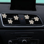 6 Pcs Silvery White Daisy Car Decoration Bling Flower Air Vent Clip Air Conditioning Outlet Clip Air Freshener Clip Car With Rhinestone Interior Decor Charm Interior Accessories for Girls Women