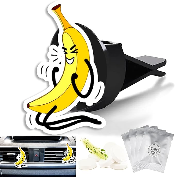 Cute Car Air Freshener Clips Banana Car Vent Clips Banana Cars Scents Cologne Air Conditioner Clip Auto Vent Interior Decoration Cars Accessories Bananas Gifts for Men Women,Friends