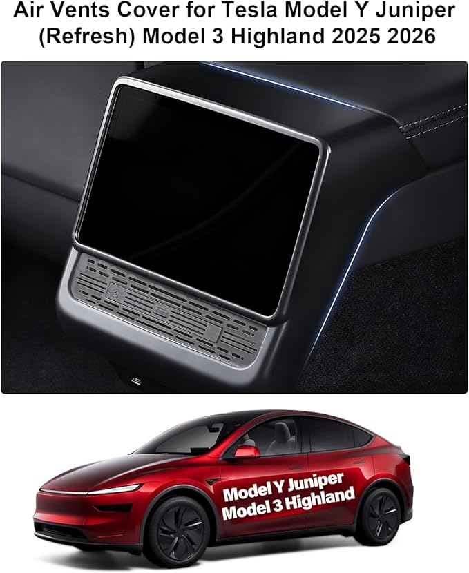 for Tesla Rear Ac Vent Cover & Air Freshener Model Y Juniper Model 3 Highland Accessories 2025 2026 Air Condition Vent Trim Cover with Adapter & Model Y Car Diffuser Set 4 Scents Aromatherapy