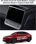 for Tesla Rear Ac Vent Cover & Air Freshener Model Y Juniper Model 3 Highland Accessories 2025 2026 Air Condition Vent Trim Cover with Adapter & Model Y Car Diffuser Set 4 Scents Aromatherapy