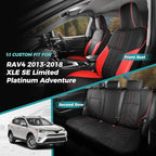for Toyota RAV4 Seat Covers 2013 2014 2015 2016 2017 2018 RAV 4 XLE SE Limited Platinum Adventure (not for LE&Hybrid) - Custom Leather Car Seat Covers Full Set - BlackRed