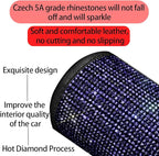 Bling Car Center Console Cover, Crystal Rhinestone Vehicle Armrest Cover Cushion with 2 Storage Bags for Women Girls, Diamond Auto Storage Box Protector Pad, Universal Fit (Purple)