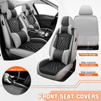 Car Seat Covers Compatible with Toyota Camry 2012-2026 Durable Waterproof Automotive Seat Covers Stretchable Fabric Material,Airbag Compatibility,Premium Nappa Leather(Black Gray,Full Set with Pillow)