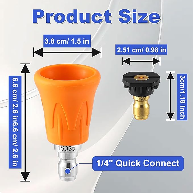 Pressure Washer Nozzle Guard, Stainless Steel High Power Washer Nozzle Tips Set with Upgraded Rubber Protector Cover, 5Pcs Pressure Washing Nozzle Holder with 1/4" Quick Connect, Orifice 2.5
