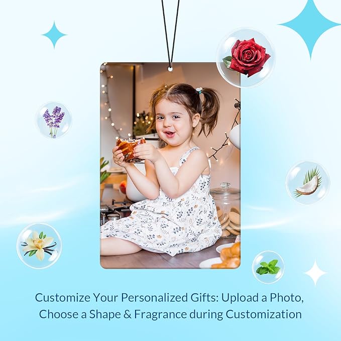 Custom Air Fresheners with Picture - Personalized Double Sided Photo Air Freshener, Customized Air Freshener for Car Wardrobe Bathroom Hanging Ornaments (A1-Rectangle)