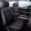 Coverado Chevy Silverado Seat Covers Full Set, Faux Leather Car Seat Covers Fit for 2014-2018 1500, 2015-2019 2500HD 3500HD Chevy Silverado GMC Sierra Crew Double Extended Cab (Red)