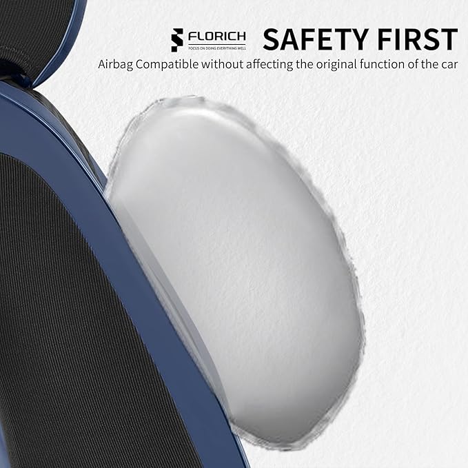 FLORICH Seat Covers Full Set Leather Cars Seat Cover Front and Rear 5 Seats Full Coverage Seat Cushion Protector Waterproof Automotive Interior Cover Universal Fit for Most Cars Trucks SUV, Black&Blue