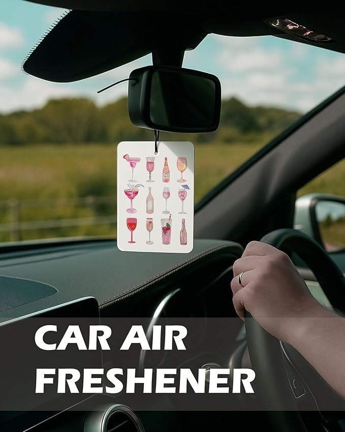 Pink Western Cologne Car Air Freshener 4 Pcs, Preppy Retro Guest Check Cocktail Cowgirl Hanging Air Freshener for Cars Bathroom Dorm Books Decor, Cute Girly Accessories Gifts for Women Girls