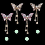 4Pcs Bling Butterfly Car Aromatherapy Air Vent Clips,Diamond Pearl Pendant Butterfly Air Fresheners Vent Clips Cars Decoration Cars Interior Decor Bling Car Accessories for Women, Interior Accessories