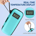 Insulin Cooler Travel Case, Portable Temperature Display Medicine Travel Cooler, Diabetes Case with 2 Reusable Ice Packs TSA Approved for Diabetic Supplies Patent Pending(Seafoam)