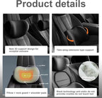 Memory Foam Breathable Ergonomic Car Headrest Pillow & Lumbar Pillow Kit with Adjustable Strap Black Car Neck for Driving, Rest, Sleep Seat Brackets
