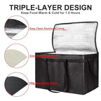 CIVJET Insulated Food Delivery Bag, XXXL Insulated Reusable Grocery Cooler/Hot Bags, Tote Bag for Shopping/Travel/Doordash, Catering Bag Doordash 22x14x13, Black, 1-Pack