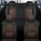 Car Seat Covers Full Set, 5 Seats Universal Leather Seat Covers for Cars, Waterproof Front and Rear Seat Cover, Breathable Automotive Seat Cover for Most Sedans, Trucks, SUVs, Black&Brown