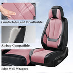 Coverado Universal Seat Covers Front, Universal Seat Covers for Cars, 2-Pack Waterproof Nappa Leather Car Seat Covers with Head Pillow, Auto Protectors Fit for Most Sedans Pick-up Truck-Black&Pink