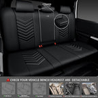 CAR PASS 3D Foam Luxury Leather Back Bench Car Seat Covers,Waterpoof Faux Leather Rear Seat Cover Universal Fit for Cars Sedans SUVs Vans Trucks 95% Automotive Backseat, (Rear,Black)