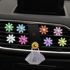 8 Pcs Daisy Air Vent Clips, Cute Flower Car Air Fresheners Vents Clips Car Diffuser Vent Clips Glam Car Interior Decor Charm Cute Daisy Car Decoration Car Accessories for Women+Sunflower Mask Hook (Mix)