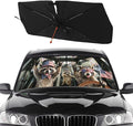 Socira Funny Rocking Raccoon Car Windshield Sun Shade Umbrella Foldable Rock Racoons Sunshade for Front Window Auto Windshield Sunshade Covers Car Accessories Gifts for Men Protect from Sun Rays Heat