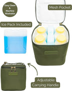 Sarah Wells Cold Gold Breastmilk Cooler Bag with Safety Tested Ice Pack – Insulated Milk Storage for Work, Travel & Daycare – Fits Bottles & Pump Parts – Durable, Washable (Olive)