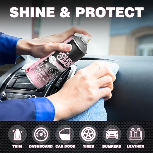 DONKEYPRO Polishing Cleaner, Car Interior Cleaner - Repels Dust & Staining, Restores & Protects Plastic, Vinyl, Leather Seats - UV Guard, Anti-Aging, Interior Detailer Spray with Iron Can(2 x 15oz)