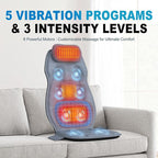 Back Massager with Heat, Full Body Massage Pad with Pillow Neck Support, Soft Plush Fabric Cover, Chair Massager with 3D Lumbar Truction and 8 Vibration Motors, Home Office Use