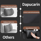 Car Headrest Pillow 100% Memory Foam, Breathable Removable Leather Cover, Premium Seat Support Head Neck Cushion for Driving Travel Home Office, Black, 1 Pack