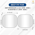 EcoNour 2-Piece Windshield Sun Shade for Jeep, Foldable Jeep Wrangler Sun Shade, Jeep Gladiator Sun Shade, Fits Jeep Wrangler JL JLU 2018-2025, Jeep Gladiator 2020-2025, Keeps Car Interior Cooler