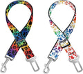 Cute Design 2-Pack Set Adjustable Pet Cat Dog Car Seat Belt, Adjustable Buckle Pet Car Harness Fabric Lanyard from 22 to 38 Inches Seatbelt Leash (Psychedelic Dog -Two Piece in one Set)