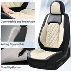 Coverado Car Seat Covers Full Set, Faux Leather Seat Covers for Car, Waterproof Car Seat Protectors 5 Seats, Automotive Seat Covers Universal Fit for Most Cars SUV Trucks- Black&White
