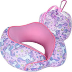 SKYTRAX® Certified Kids Safe Memory Foam Travel Neck Pillows for Kids and Toddlers, Cute Cartoon Design, Car Seat & Airplane Head Neck Support, Adjustable Snap Buttons, Washable Soft Cover (Unicorn)