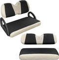 Golf Cart Seat Covers 2 PCS Front and Rear Seat Covers Sets for Club Car Precedent and Yamaha G29 Standard Seat Cushion,Replacement Cooling Breathable Washable No Stapler Needed(Black&Beige)